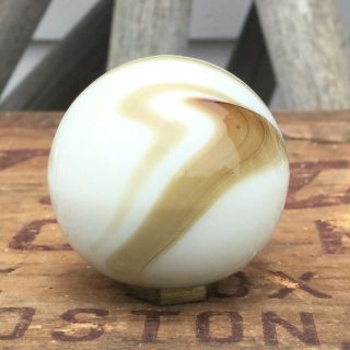 Early Vintage 30s Brown & White Swirl Slag Glass Marble Gear Shift Knob Hot Rod