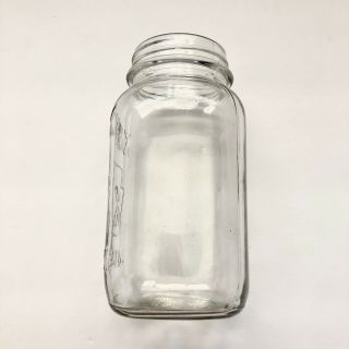 Vintage K Keystone Knox Embossed Quart Square Clear Glass Mason Canning Jar 3