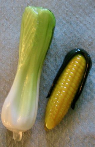 Murano Style Glass Vegetable Corn And Celery