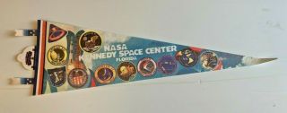 Vintage Nasa Kennedy Space Center Florida Souvenir Felt Pennant W/ Tab Travel
