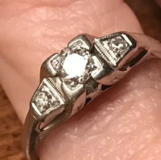 Antique Art Deco Platinum Diamond Ring F - G Vs1.  31 Ct Tw Size 7