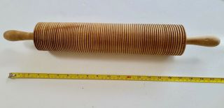 Vintage Large Ridged Wooden Rolling Pin 21 " Long