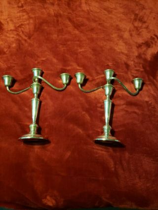 12 Inches Tall Gorham Candelabra 3 Light Sterling Silver Weighted Marks.