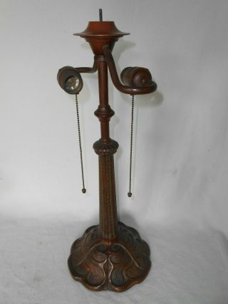 Antique Art Nouveau With Hubbell Sockets For Reversed Painted,  Slag Glass Lamp