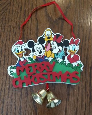 Vintage Disney Incl Mickey And Donald Duck,  Merry Christmas,  Wood Ornament,