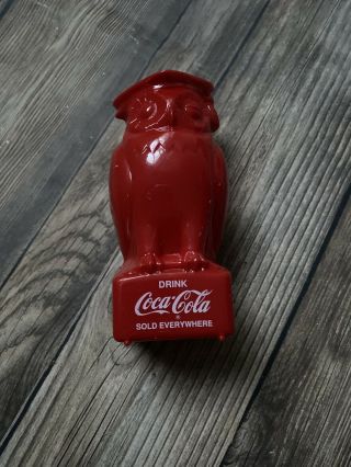 Vintage Coca Cola Soda Pop Old Coke Owl Celluloid Coin Coke Advertising Bank