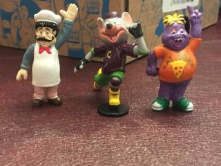 Vintage 2003 Pasqually,  Mr.  Munch & Chuck From Chuck E.  Cheese Pizza Figurines