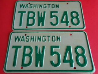 1968 - 1982 Washington State Wa,  Wn Passenger License Plate Pair Tbw 548 Yom
