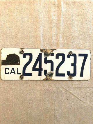 1917 California Porcelain License Plate 245237