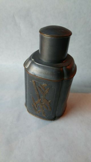 Vintage 6 " Pewter & Brass Tea Caddy Made In Hong Kong For Gump 