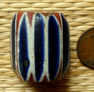 , Perle Verre Ancien Mali Antique Seven Layer Chevron African Trade Glass Bead, 2