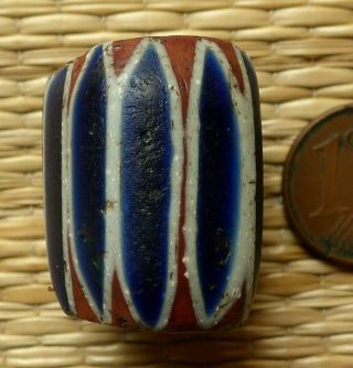 , Perle Verre Ancien Mali Antique Seven Layer Chevron African Trade Glass Bead, 3