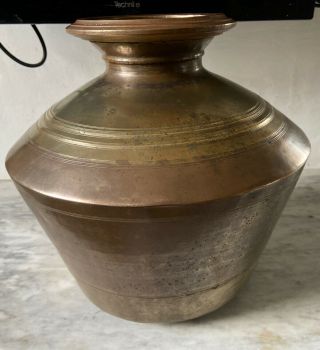 Antique Oriental Heavy Metal Bronze/brass Copper Vase Urn Signed