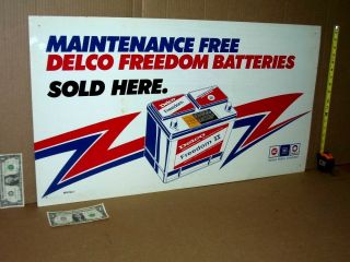 AC DELCO GM - - OLD VINTAGE Gas Station SIGN - Post Terminal Battery - GIANT SIZE 2