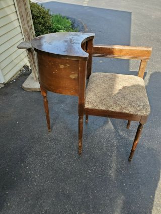 Antique Telephone Bench / Gossip Chair Bench Velvet Upholstery