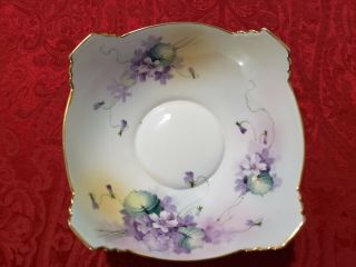 Vintage Nippon Hand Painted With Gold Trim Blue Leaf Marked Bowl