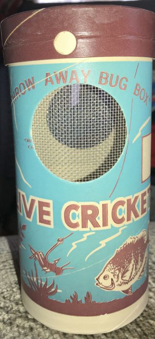 Vintage Nos Live Crickets Bait Box Canister “throw Away Bug Box” Live Crickets