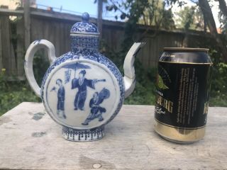Antique Chinese Porcelain - Blue & White Oriental Teapot 18th Or 19th