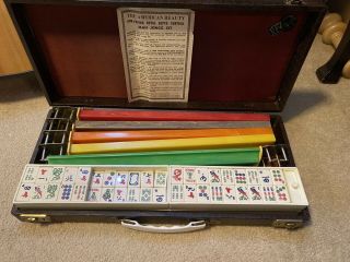 Antique Bakelite Mahjong Set 5 Color Boards 152 Tiles.