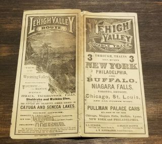 1883 Lehigh Valley Railroad Lvrr Time Table System Brochure Large Map 15 " X 16 "