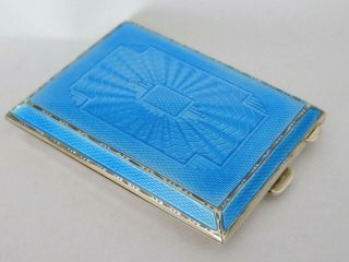 Antique Art Deco Solid Silver And Guilloche Enamel Card? Vesta? Case