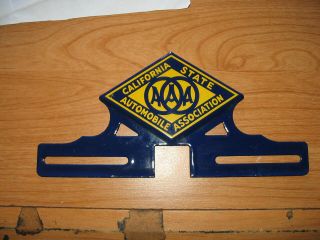 Aaa California Porcelain License Plate Topper " Nos "