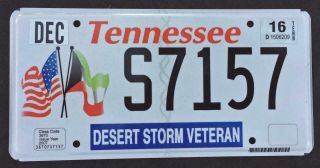 Tennessee Tn " Desert Storm Veteran " License / Number Plate 2016