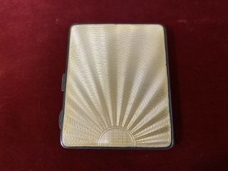 Art Deco Solid Silver And Guilloche Enamel Cigarette Case