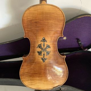 Antique 4/4 Violin Fancy Tiger Maple Back Inlay.  No Label.  Old Estate Item As - Is
