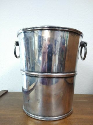 Vtg 30s Canadian Pacific Railway Silverplate Handled Ice Champagne Bucket 8 1/2 "