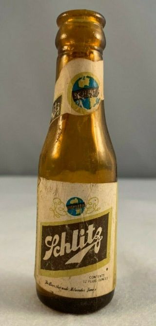 Vintage Schlitz Beer Mini Bottle Empty Milwaukee Brewery