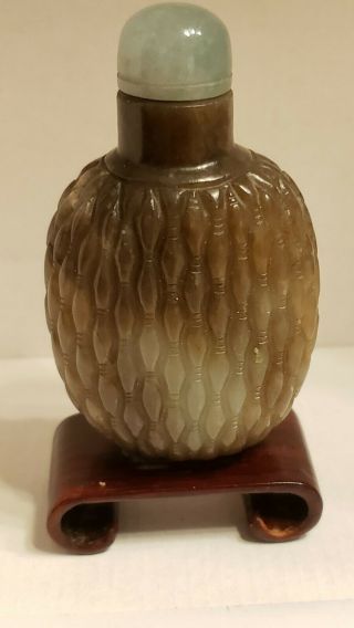 Antique Chinese Snuff Bottle • Shades Of Olive Green,  Textured Pattern