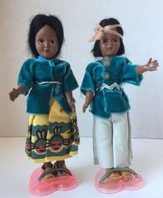 Vintage Carlson (?) Native American Indian Dolls 7.  5”