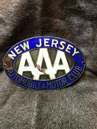 Vintage Automobile&motor Club Of Jersey Aaa.  Porcelain License Plate Topper