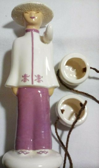 Vintage Hedi Schoop Ceramic Figurine Chinese Water/basket Carrier Signed 12 "