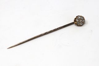 A Fine Antique Victorian 15ct Gold 0.  70ct Rose Cut Diamond Cluster Stickpin