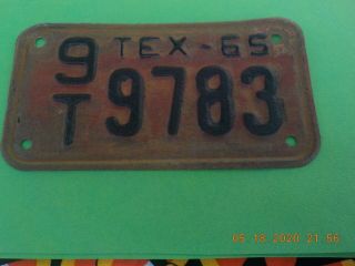 1965 Texas Motorcycle License Plate 9t9783