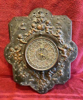 Antique Rare Eugene Farcot French Repousse Wall Clock