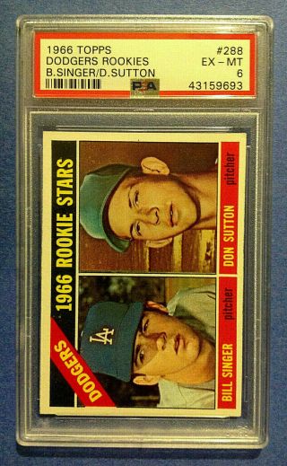 1966 Topps Rookie Stars Dodgers Don Sutton H.  O.  F.  (rc) - Psa 6 Ex - Mt (centered)