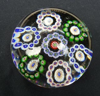 Antique Baccarat Millefiori Circlets On Clear Paperweight