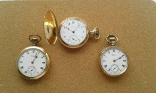 Antique Waltham Pocket Watches X 3 Movements 1 Hunter