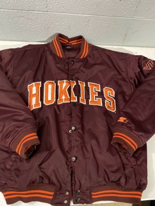 Vintage Starter Virginia Tech Hokies Jacket Size L See Pictures