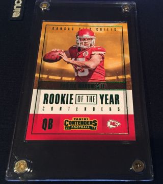 2017 Panini Contenders Patrick Mahomes Ii Rookie Of The Year Rc Ry - 3 Green Foil