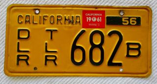 1956 California Dealer Trailer License Plate W/ 