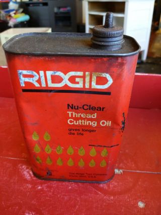 Vintage Ridgid Nu Clear Thread Cutting Oil Half Full Can Tool Pipe Thread Cutter