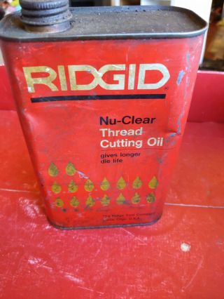 Vintage Ridgid nu clear thread cutting oil half full can tool pipe thread cutter 3