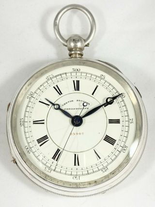 Antique Silver Centre Second Fusee Chronograph Pocket Watch E.  Wise Manc C.  1887