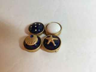 Vintage Button Covers Beach Theme Star Shell Craft Item Art Blue White Gold