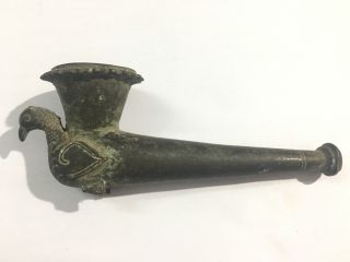 Antique Brass Mughal Tobacco Smoking Pipe Bird Shape Collectible