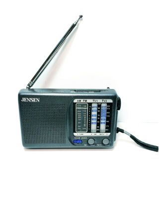 Vtg Jensen Am/fm/tv1/tv2 12 Channel Pocket Portable Radio Receiver Mr - 400